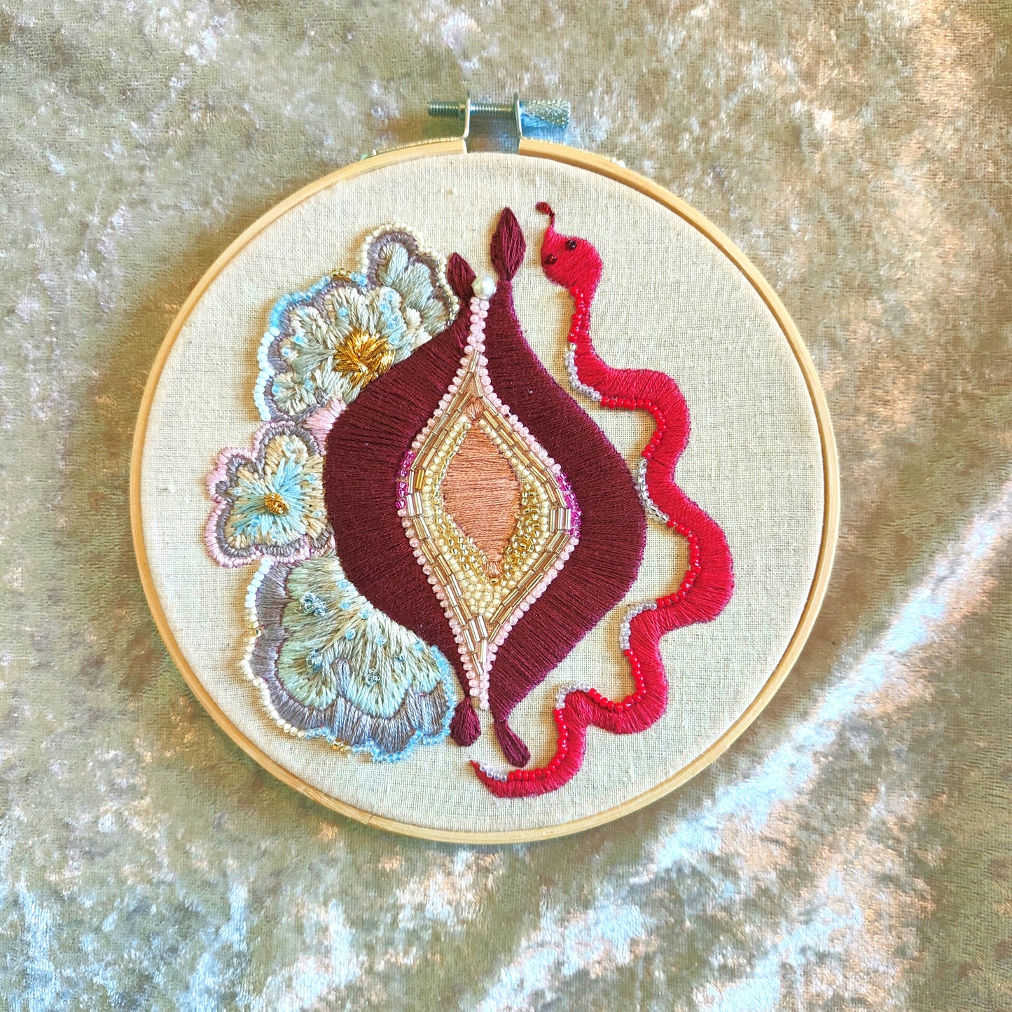 Yoni Embroidery Art Snake & Yoni